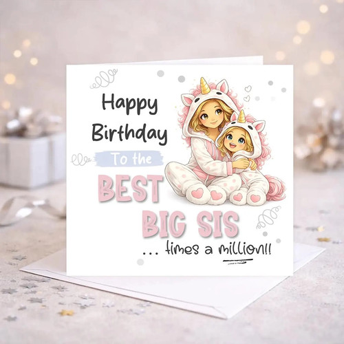 Big sister birthday card cute - big,