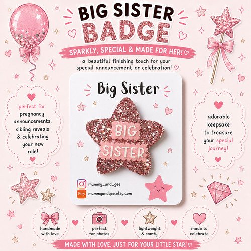 Handmade big sister glitter - big,